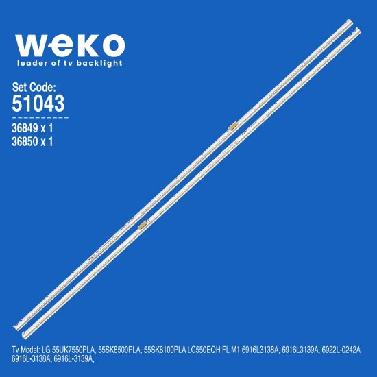 WKSET-6043 36849X1 36850X1 55 V18 ART3 3138 REV0.1 L/R-TYPE 2 ADET LED BAR (66LED) resmi