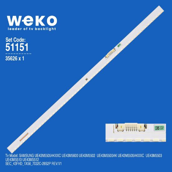 WKSET-6151 35626X1 V6EY_430SMD_56LED_R4  BN96-39506A 1 ADET LED BAR (56LED) resmi