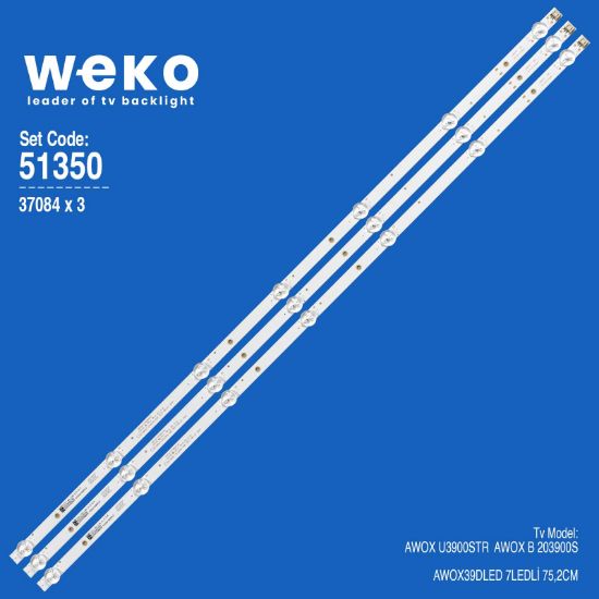 WKSET-6350 37084X3 0739D07-ZC22AG-04E 303WY390042E 7S1P  3 ADET LED BAR resmi