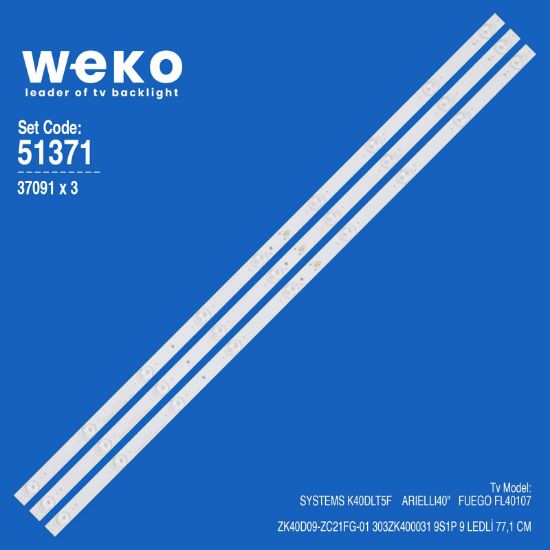 WKSET-6371 37091X3 ZK40D09-ZC21FG-01 303ZK400031 9S1P 3 ADET LED BAR resmi