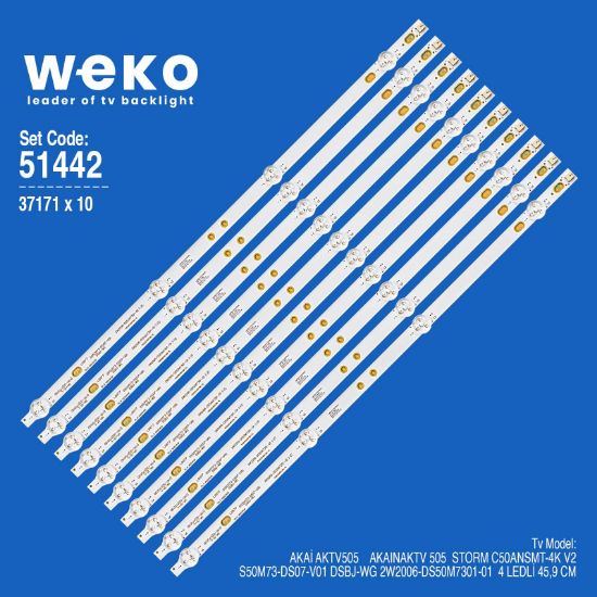 WKSET-6442 37171X10 DS50M73-DS07-V01 DSBJ-WG 2W2006-DS50M7301-01 10 ADET LED BAR resmi