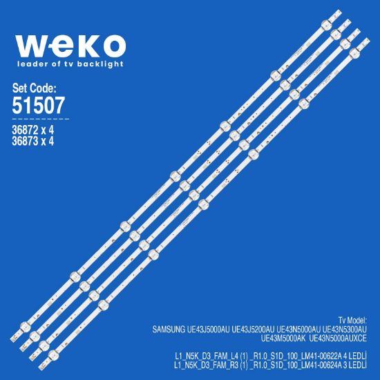 WKSET-6507 36872X4 36873X4  L1_N5K_D3_FAM_L4/R3 4 ADET BİRLEŞTİRİLMİŞ LED KOD 4 ADET LED BAR resmi