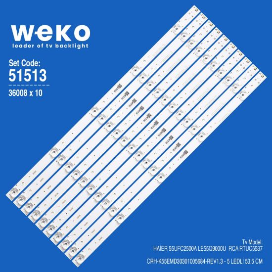 WKSET-6513 36008X10 CRH-K55EMD30301005684-REV1.3  10 ADET LED BAR resmi