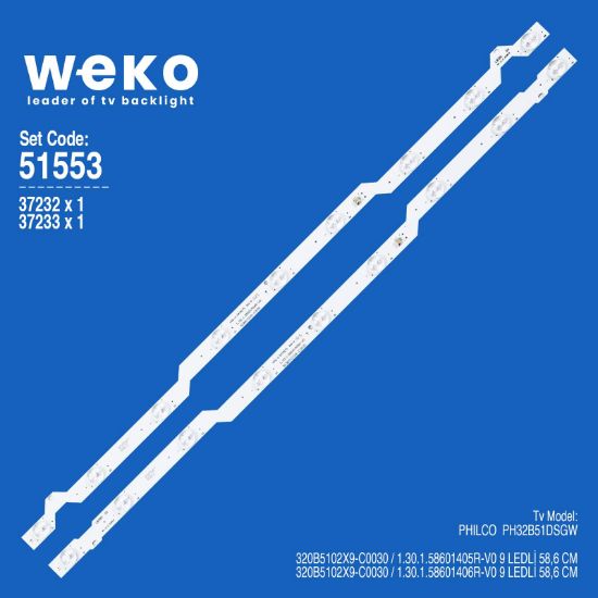 WKSET-6553 37232X1 37233X1 320B5102X9-C0030  2 ADET LED BAR resmi