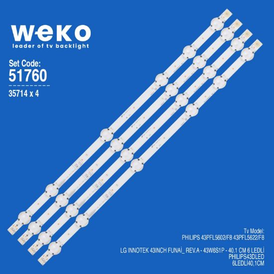 WKSET-6760 35714X4 LG INNOTEK 43INCH FUNAİ_ REV.A  4 ADET LED BAR resmi