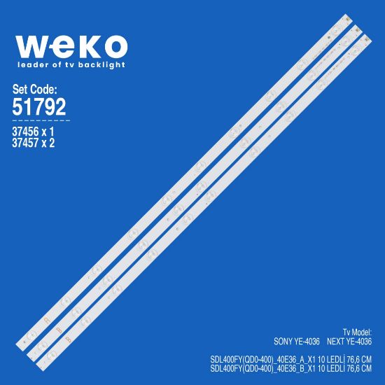 WKSET-6792 37456X1 37457X2 SDL400FY(QD0-400)_40E36_A/B 3 ADET LED BAR resmi