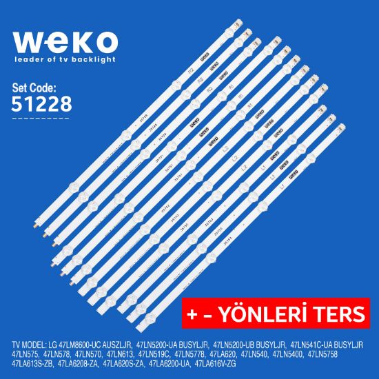 WKSET-6228 35729X3 35751X3 35752X3 35753X3 LED 47LA620S + VE - YÖNLERİ TERS  12 ADET LED BAR resmi