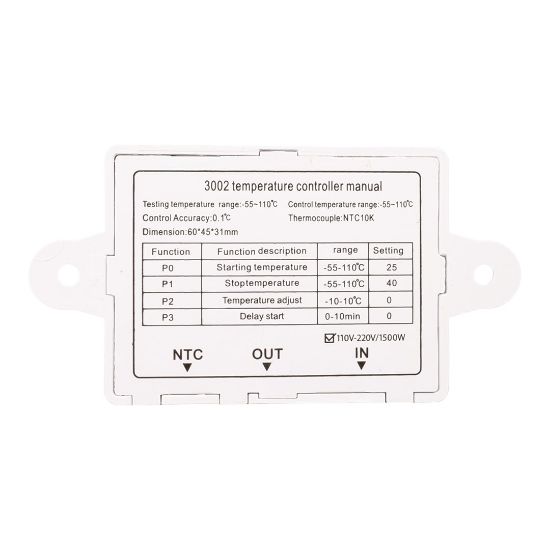 W3002 DİJİTAL EKRAN SICAKLIK KONTROL MODÜLÜ 10A 12V 24V 110V~220V resmi