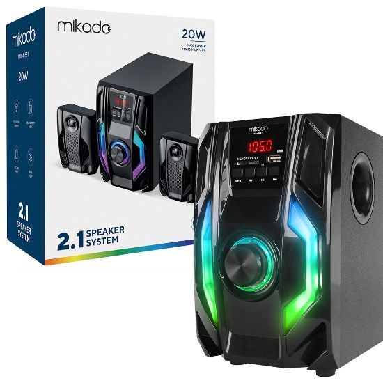 MİKADO MD-415BT RGB 2+1 20 WATT BASSLI FM/BT/SD/USB BLUETOOTH SES SİSTEMİ MULTİMEDYA HOPARLÖR resmi
