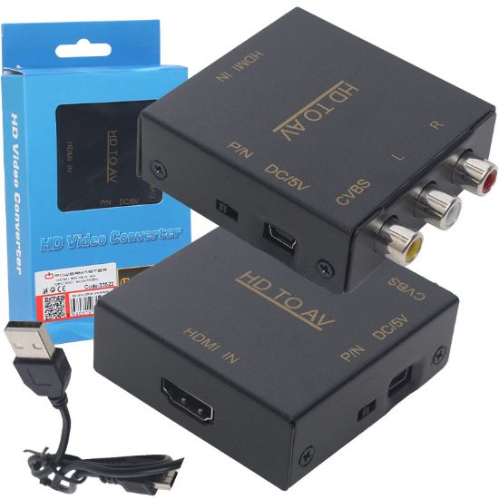 POWERMASTER PM-33523 HDMI TO RCA AV ÇEVİRİCİ ADAPTÖR METAL KASA resmi