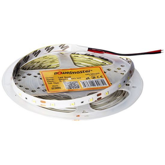POWERMASTER LED ŞERİT TEK ÇİPLİ BEYAZ DIŞ MEKAN SİLİKONLU 60 LED 5 METRE (3528) resmi