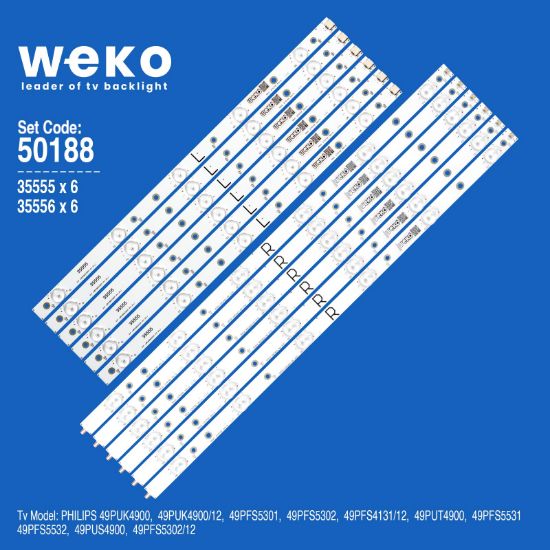 WKSET-5188 35555X6 35556X6 EVT LBM490E0501 12 ADET LED BAR resmi