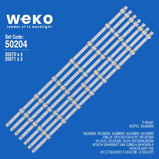 WKSET-5204 35670X4 35671X3 VESTEL 55 UHD DRT 7 ADET LED BAR (7+8LENS) resmi