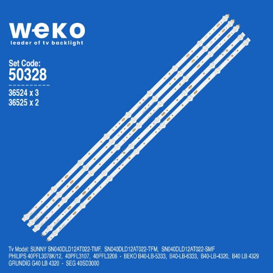 WKSET-5328 36524X3 36525X2 SVS400A_79_4LED BİRLEŞTİRİLMİŞ LED KODU 5 ADET LED BAR resmi