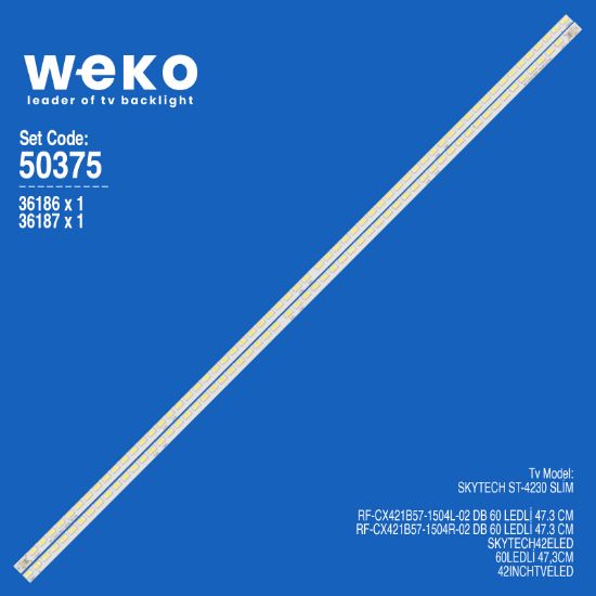 WKSET-5375 36186X1 36187X1 RF-CX421B57-1504 2 ADET LED BAR (60LED) resmi