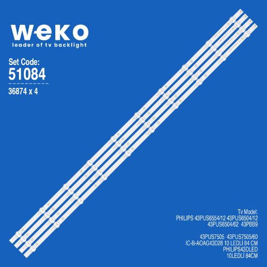 WKSET-6084 36874X4 IC-B-AOAG43D28 4 ADET LED BAR resmi