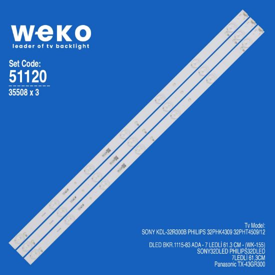 WKSET-6120 35508X3 DLED BKR.1115-83 3 ADET LED BAR resmi