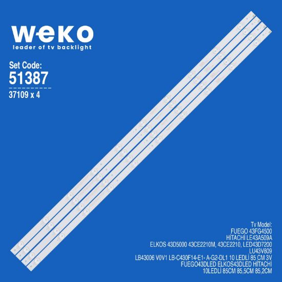 WKSET-6387 37109X4 LB43006 V0V1 LB-C430F14-E1- A-G2-DL1  4 ADET LED BAR resmi
