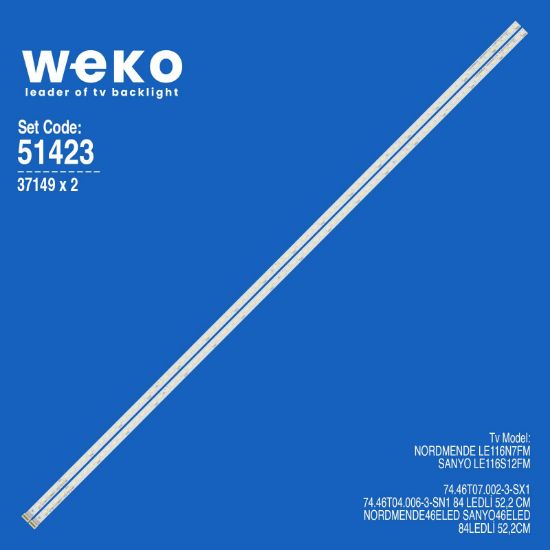 WKSET-6423 37149X2 74.46T07.002-3-SX1 74.46T04.006-3-SN1  2 ADET LED BAR (84LED) resmi
