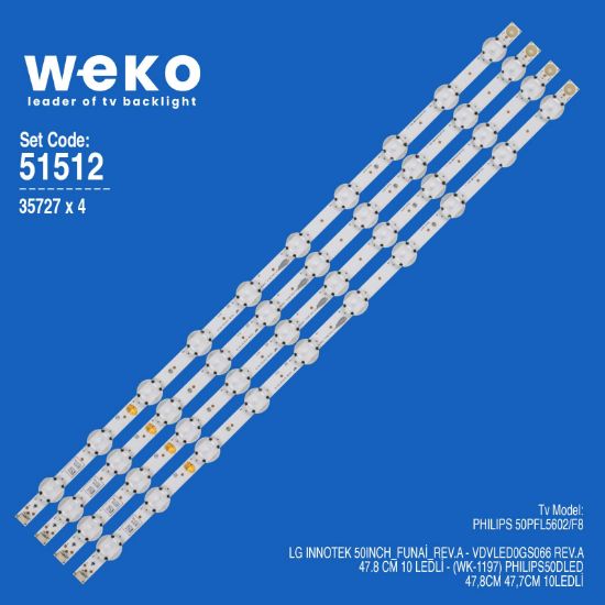 WKSET-6512 35727X4  LG INNOTEK 50INCH_FUNAİ_REV.A 4 ADET LED BAR resmi
