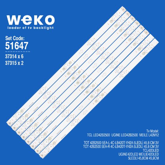 WKSET-6647 37314X6 37315X2 TOT 42B2500 5EA-L / R  8 ADET LED BAR resmi