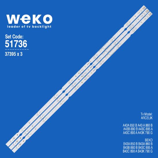 WKSET-6736 37395X3 SE43D10-ZC22AG-03 10S1P 3 ADET LED BAR resmi