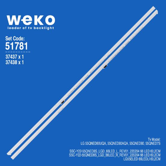 WKSET-6781 37437X1 37438X1 SSC_Y22_55QNED8S_LGD_66LED_L/R 2 ADET LED BAR (66LED) resmi
