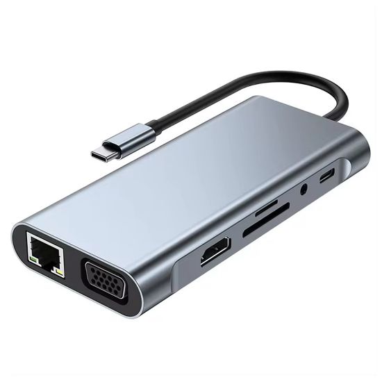 POWERMASTER PM-19259 TYPE-C TO HDMI 10IN1 ÇOK FONKSİYONLU ÇEVİRİCİ ADAPTÖR DOCK STATION resmi
