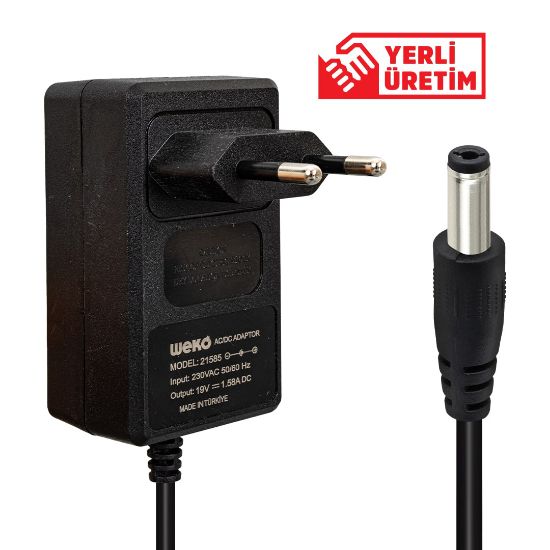 WEKO 19 VOLT - 1.58 AMPER 5.5*1.7 UÇLU YERLİ ÜRETİM PRİZ TİPİ NOTEBOOK ADAPTÖR resmi