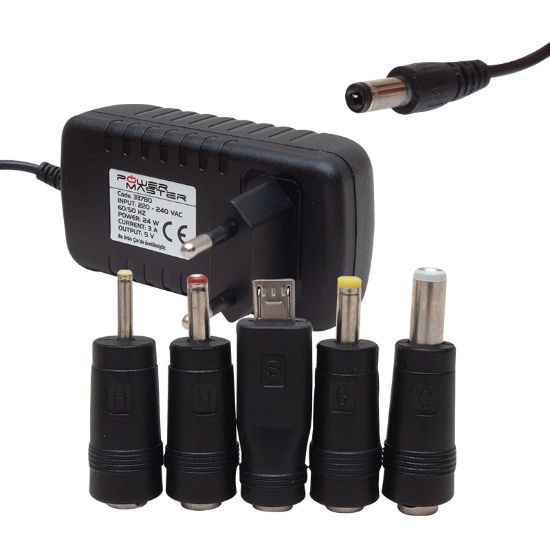 POWERMASTER PM-33780 5 VOLT - 3 AMPER - 15 WATT 5 UÇLU UNIVERSAL ÇOK AMAÇLI ADAPTÖR  (+ 5 ADET UÇU UNUTMA) resmi