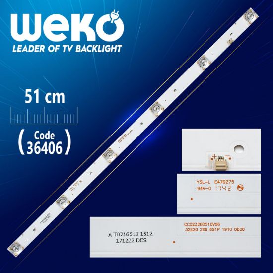 CC02320D510V06  32E20 2X6 6S1P 1910 0D20  6 LEDLİ 51 CM resmi