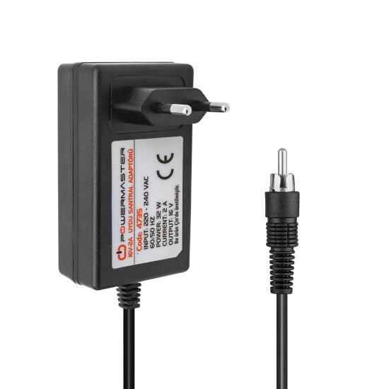POWERMASTER PM-4735 16 VOLT - 2 AMPER PRİZ TİPİ TOS FİŞLİ RCA SANTRAL ADAPTÖRÜ resmi
