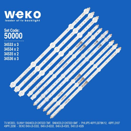 WKSET-5000 34533X3 34534X2 34535X2 34536X3 SVS400A79 10 ADET LED BAR resmi