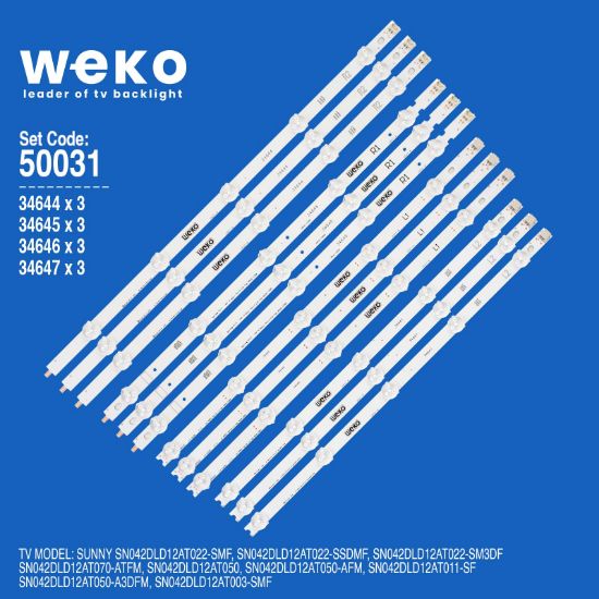 WKSET-5031 34644X3 34645X3 34646X3 34647X3 42 ROW2.1  12 ADET LED BAR resmi