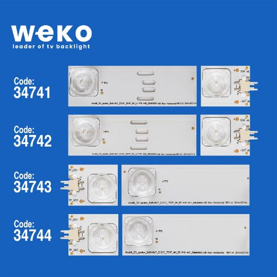 WKSET-5045 34741X4 34742X4 34743X4 34744X4 ARCELİK_55_APOLLON_8X8+8X7_2121C 16 ADET LED BAR resmi