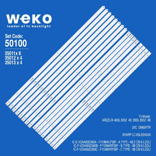 WKSET-5100 35011X8 35012X4 35013X4 IC-E-VZAA65D 16 ADET LED BAR resmi