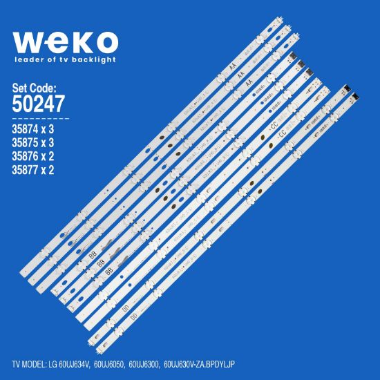 WKSET-5247 35874X3 35875X3 35876X2 35877X2 LG İNNOTEK 17Y 60İNCH 10 ADET LED BAR resmi
