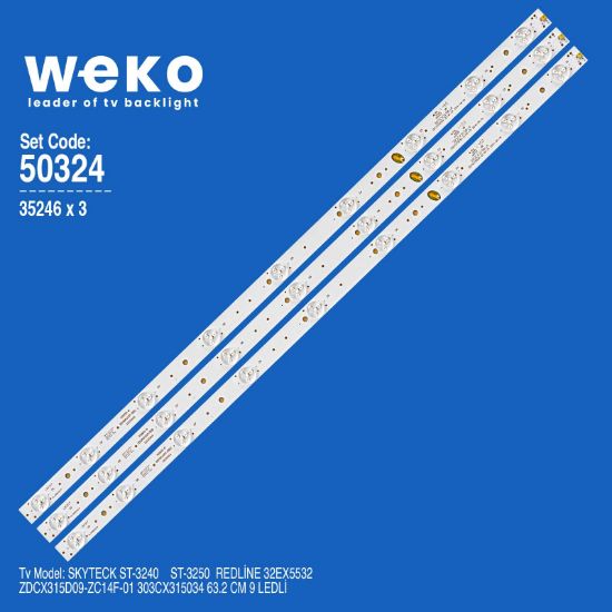 WKSET-5324 35246X3 ZDCX315D09-ZC14F-01 3 ADET LED BAR resmi