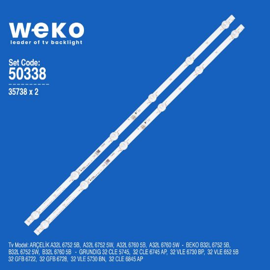 WKSET-5338 35738X2 ARCELIK 32 DRT_REV0.2 - ZVC65600-AA 2 ADET LED BAR resmi
