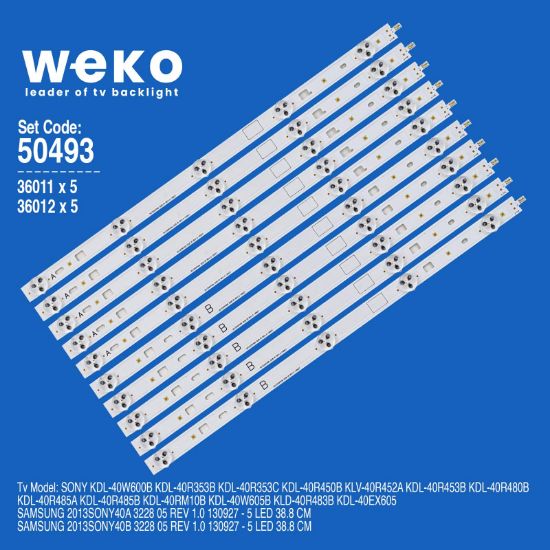 WKSET-5493 36011X5 36012X5 SAMSUNG 2013SONY40 10 ADET LED BAR (38,8CM) resmi