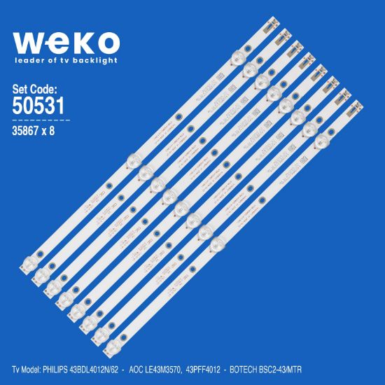 WKSET-5531 35867X8 K430WDC1 A1 - 4708-K43WDC-A1113N11 8 ADET LED BAR resmi