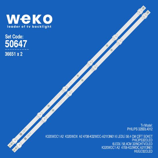 WKSET-5647 36651X2 K320WDC1 A2  K320WDX  A2  ÇİFT SOKET 2 ADET LED BAR resmi