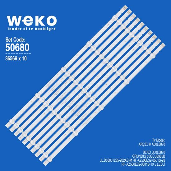 WKSET-5680 36569X10 JL.D50051235-202AS-M RF-AZ500E32-0501S-28  10 ADET LED BAR resmi