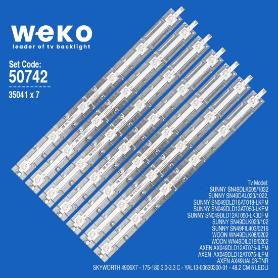 WKSET-5742 35041X7 SKYWORTH 4906X7 - 175-180 3.0-3.3 C - YAL13-00630300-01 7 ADET LED BAR resmi