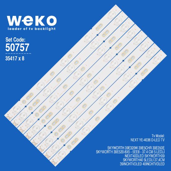 WKSET-5757 35417X8 SKYWORTH 39E520-8X5 - 5EE8 8 ADET LED BAR resmi
