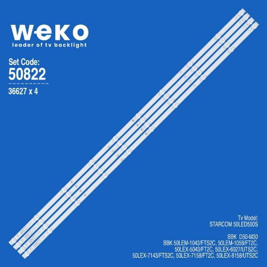 WKSET-5822 36627X4 JS-D-JP50DM-A101EC ((81112) 80510)  E50DM1000/FHD  4 ADET LED BAR 6V resmi