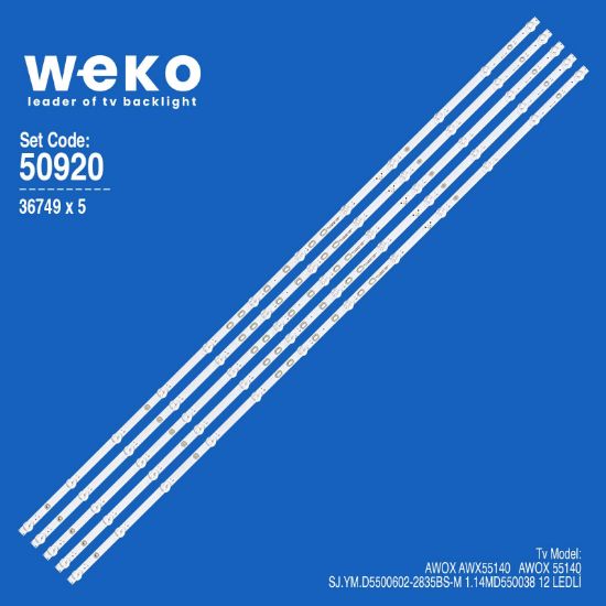 WKSET-5920 36749X5  SJ.YM.D5500602-2835BS-M 5 ADET LED BAR resmi