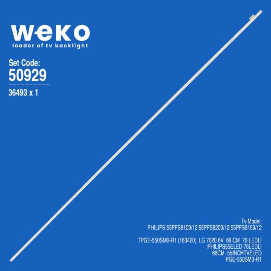 WKSET-5929 36493X1 TPGE-550SM0-R1 (160420)  LG 7020 6V 1 ADET LED BAR (76LED) resmi