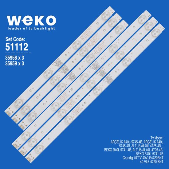 WKSET-6112 35958X3 35959X3 SW40D09L/R 6 ADET LED BAR resmi