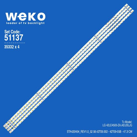 WKSET-6137 35332X4 STA420A04_REV1.0_52 58.42T09.002 4 ADET LED BAR (52LED) resmi
